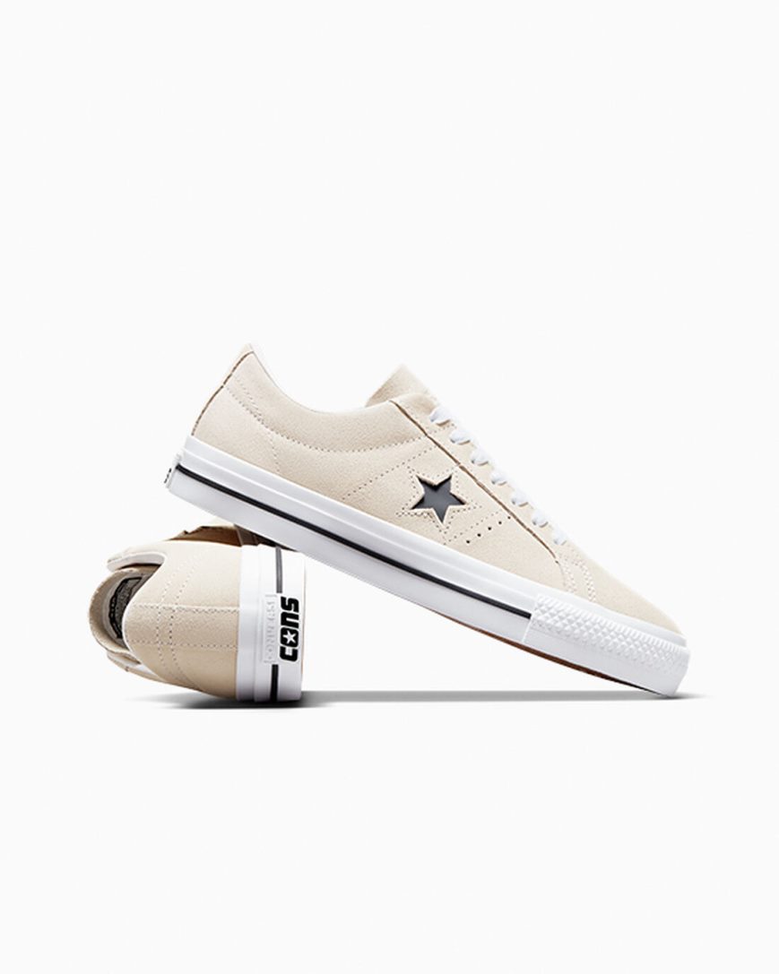 Women's Converse CONS One Star Pro Suede Skate Shoes Beige / White / Black | AU 69CE8J
